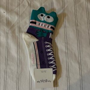 Japanese Weekend Monster Socks in Teal and Purple